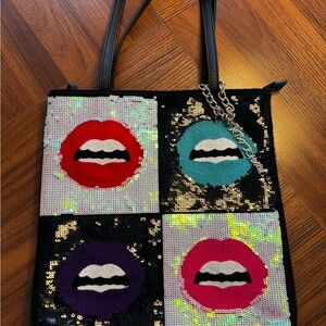 Betsy Johnson Sequin Lips Handbag